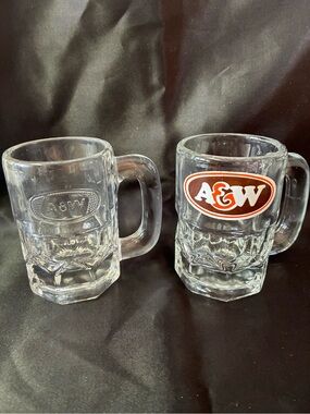 Vintage Embossed Glass A&W Logo Root Beer Kid's Mini Mug
